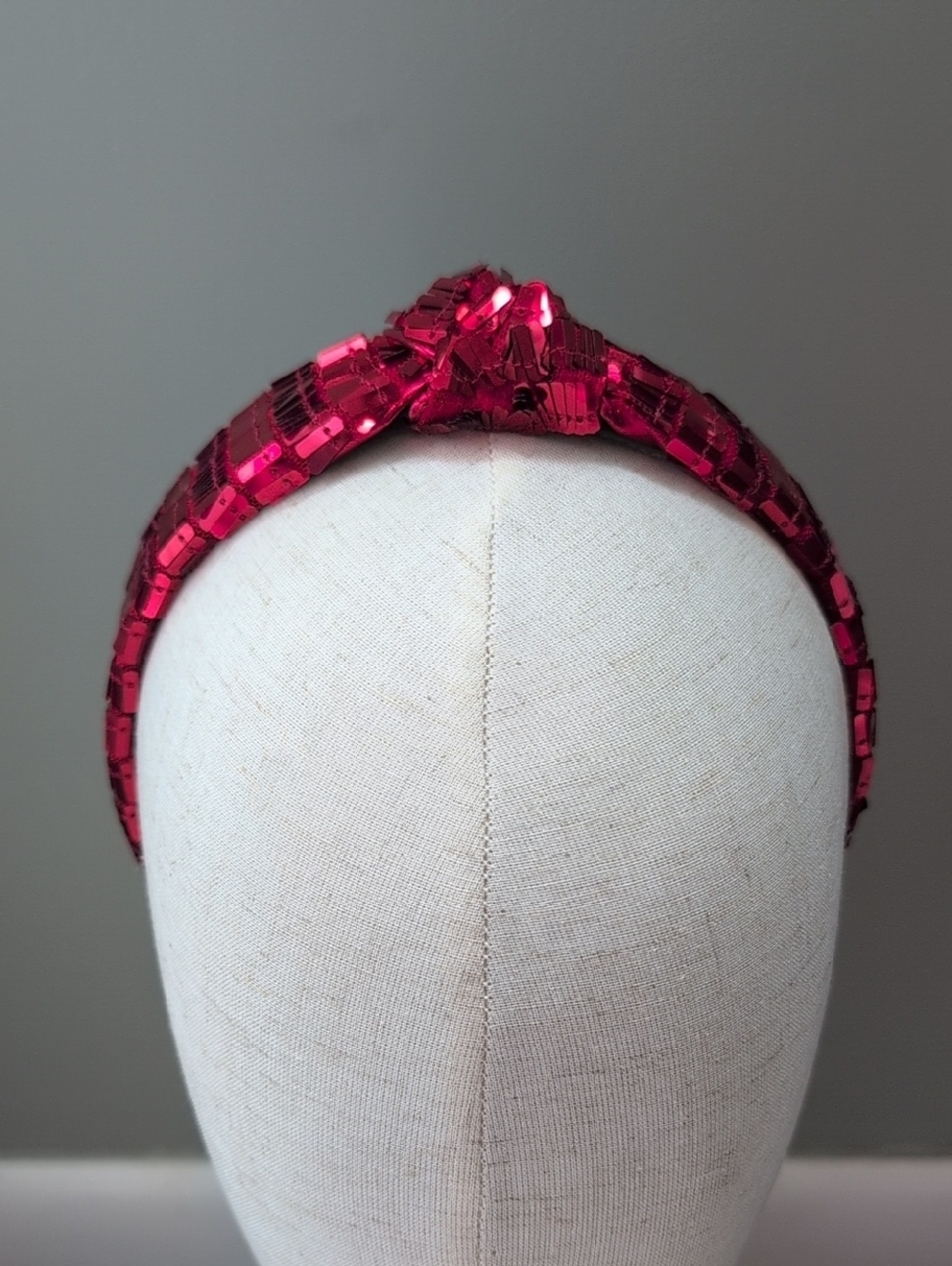 Square Sequin Knotted Headband in Red